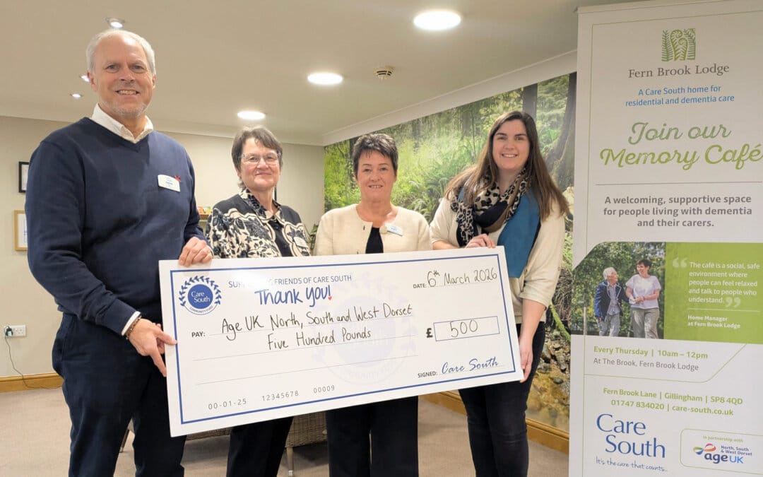 Care South’s Community Fund donates £500 to Age UK Dorset