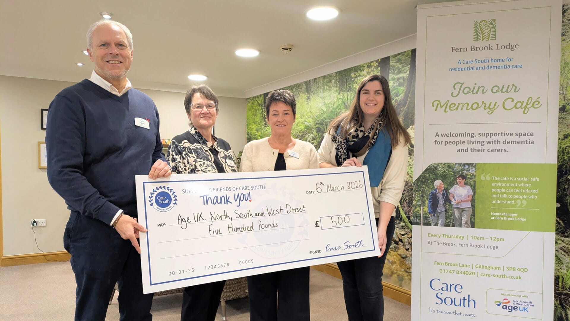 Care South’s Community Fund donates £500 to Age UK Dorset